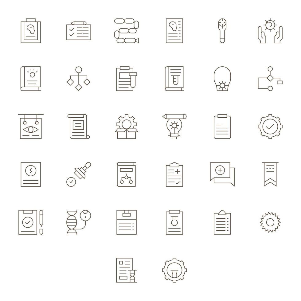 32 Icons inspired by Procedure in Pixel Aligned 256x256 Thin Line quality vector