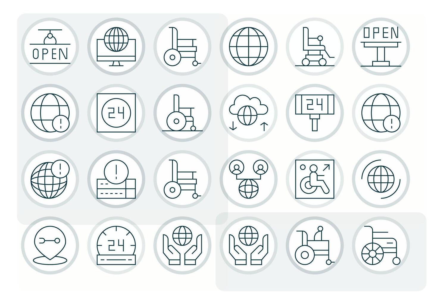 Thin Line Pixel Aligned Icons from Accessibility Set with 24 64x64 Icons vector