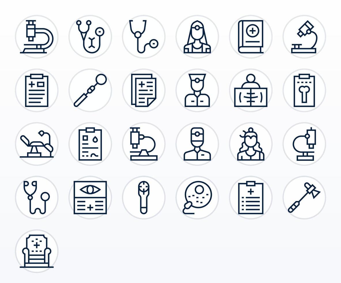 Examination Comprehensive Bundle with 25 Pixel Aligned Regular Line Retina Ready Icons vector