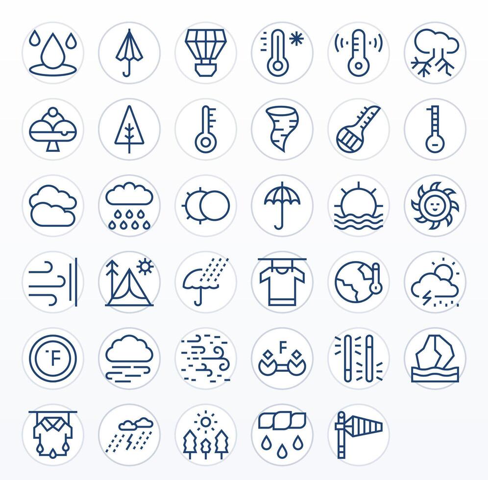 regular línea editable íconos desde clima conjunto con 35 256x256 íconos vector