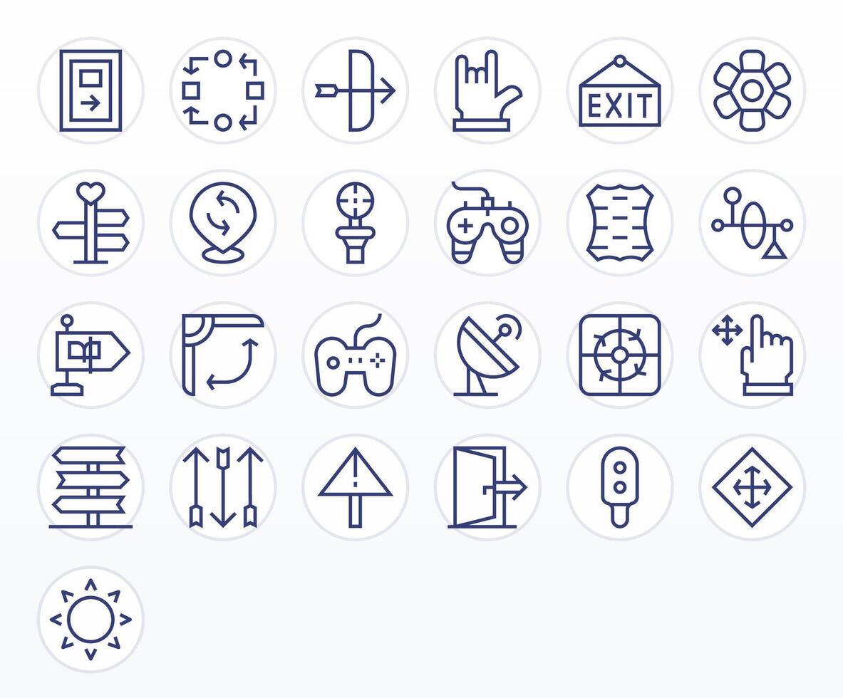 25 Icons for Directional optimized in Pixel Optimized High Resolution Regular Line resolution vector