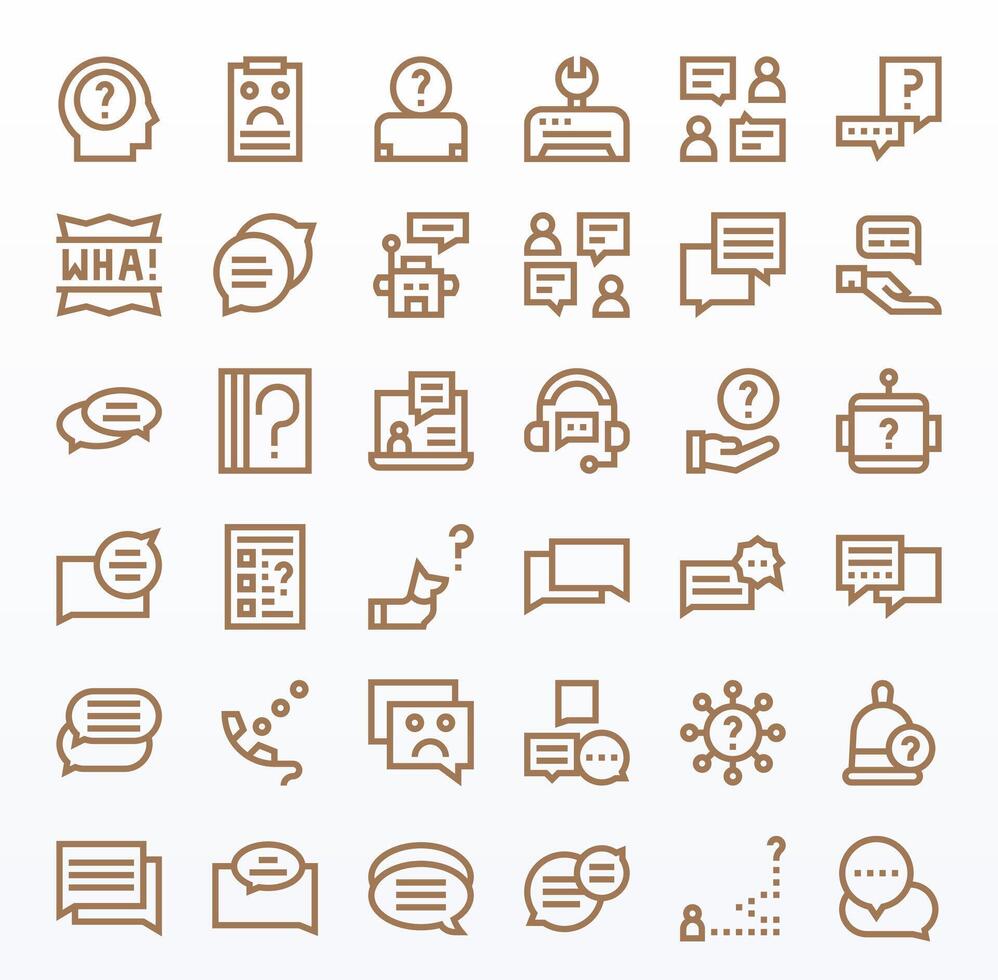 36 Pixel Optimized Bold Line Icons designed for Support Request Interface vector