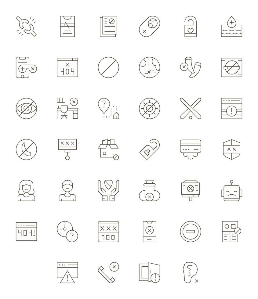 40 Grid Fitted Thin Line Icons from Unavailable Collection vector