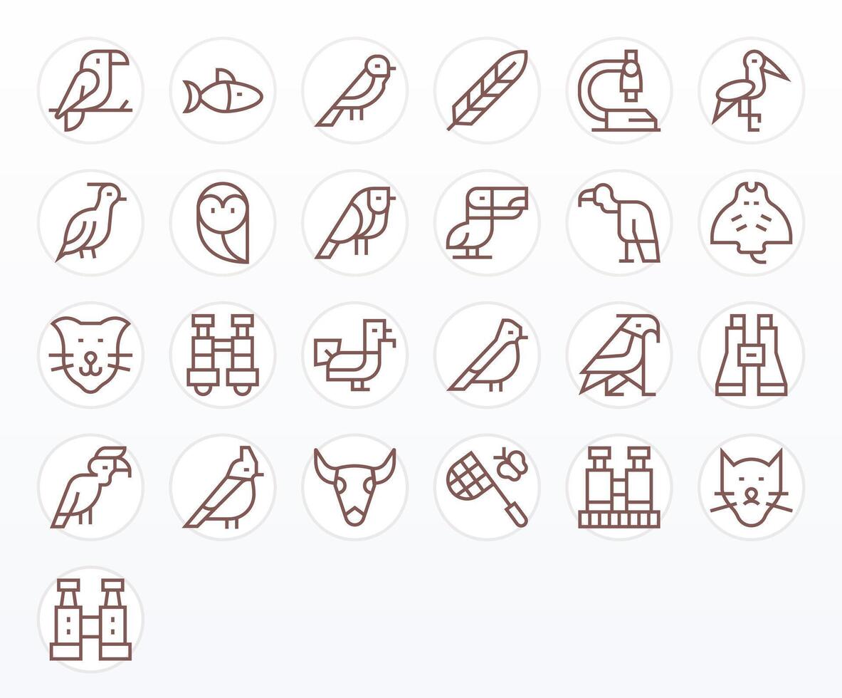 25 Pixel Optimized Regular Line Icons designed for Zoology Interface vector