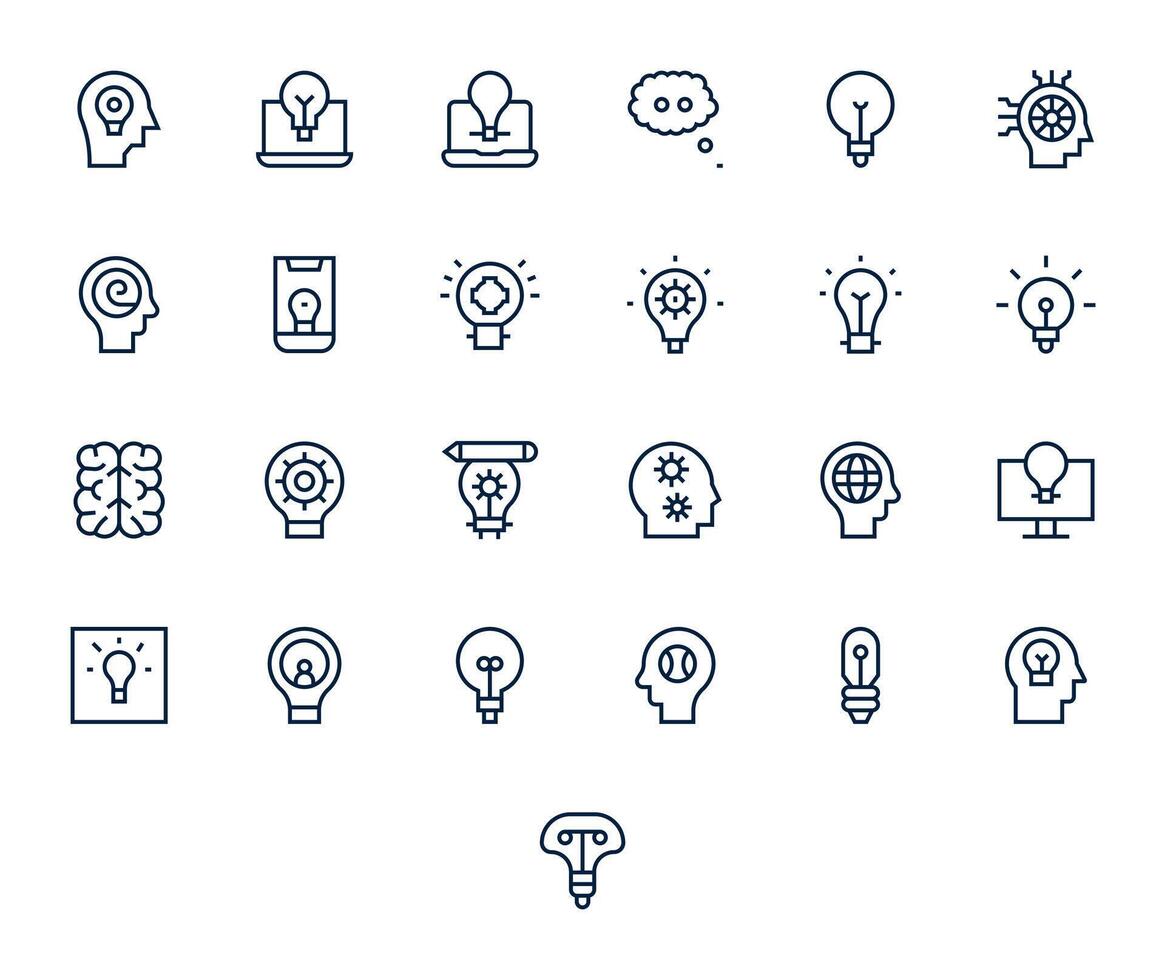 25 Regular Line Icons from Thinking in 128x128 PIXEL Perfect Quality vector