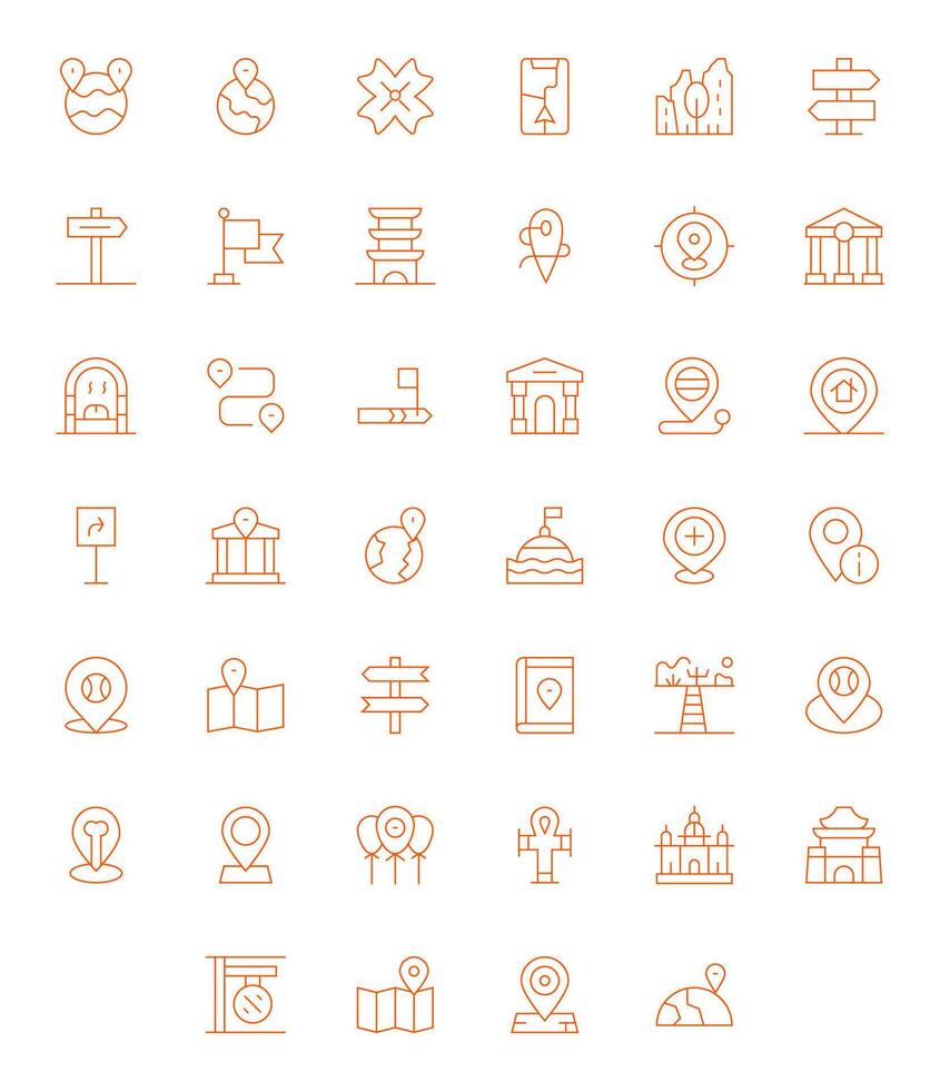 Landmark Modern Collection with 40 Thin Line 256x256 Pixel Optimized Icons vector
