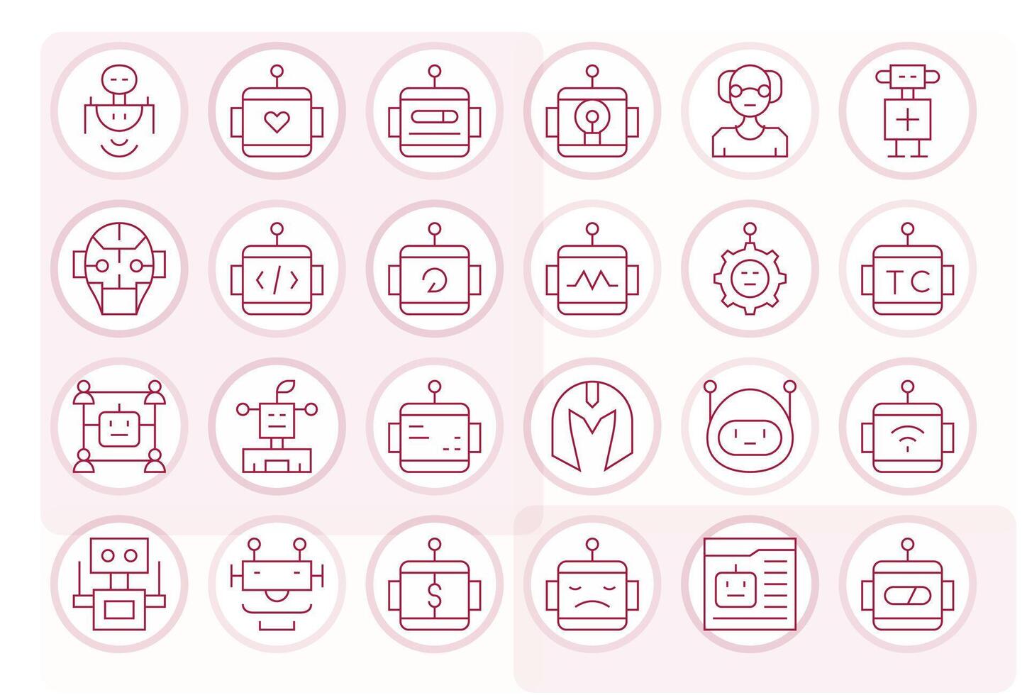 24 alto resolución Delgado línea píxel alineado íconos para robot proyectos vector