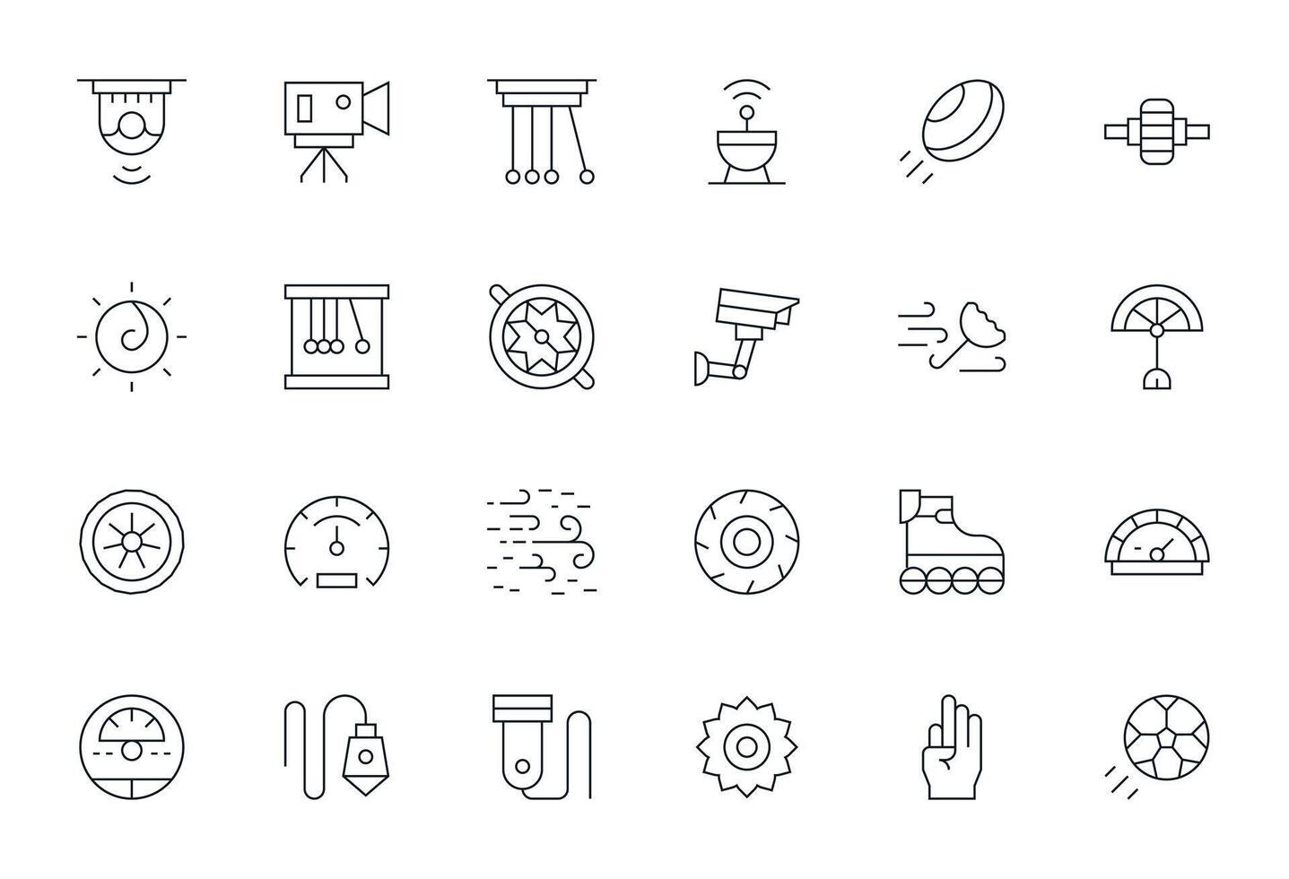 Motion 256x256 Icon Pack with 24 Thin Line Display Perfect Elements vector