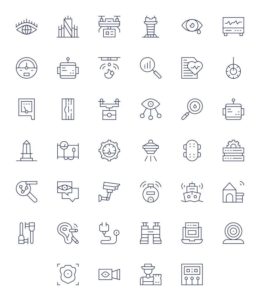 40 Pixel Aligned Thin Line Icons from Monitoring Collection vector