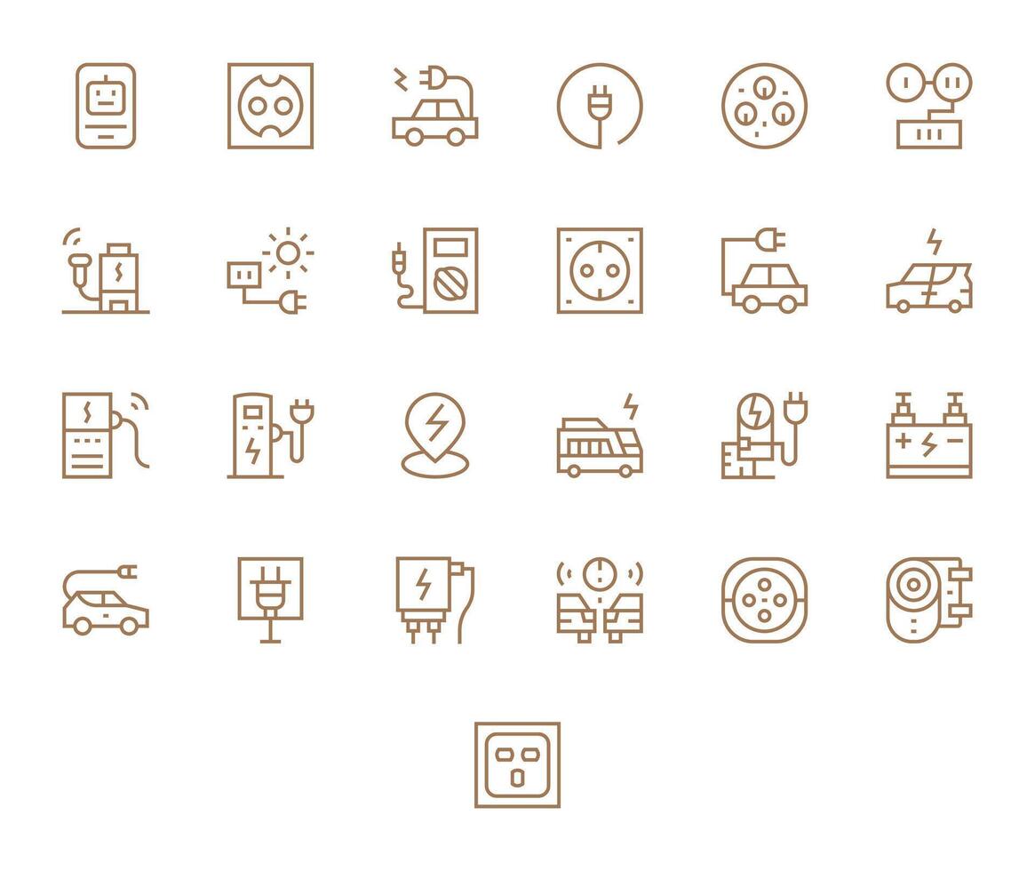 Charging Station Graphics Pack including 25 Regular Line 256x256 Pixel Optimized Icons vector