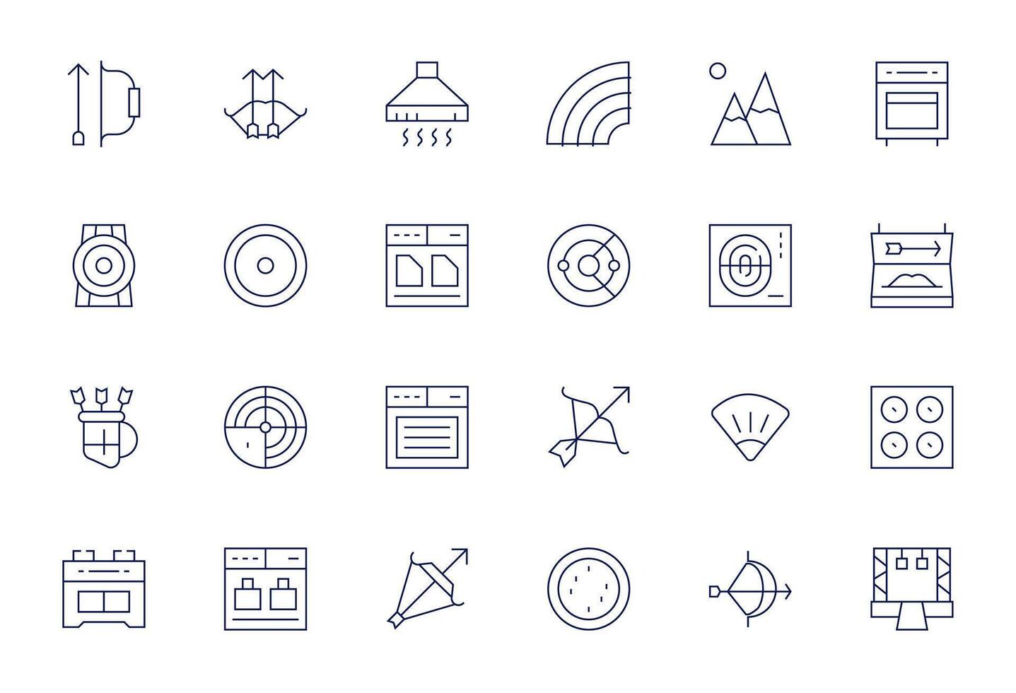 24 Thin Line Icons for Range in crisp High Resolution Pixel Aligned resolution vector