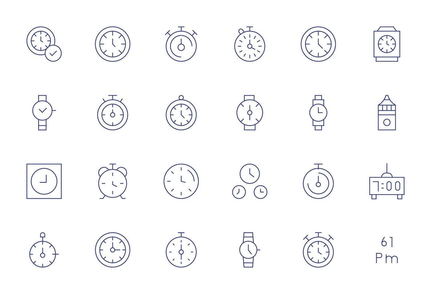 24 256x256 Thin Line Pixel Optimized Icons for Punctuality Projects vector