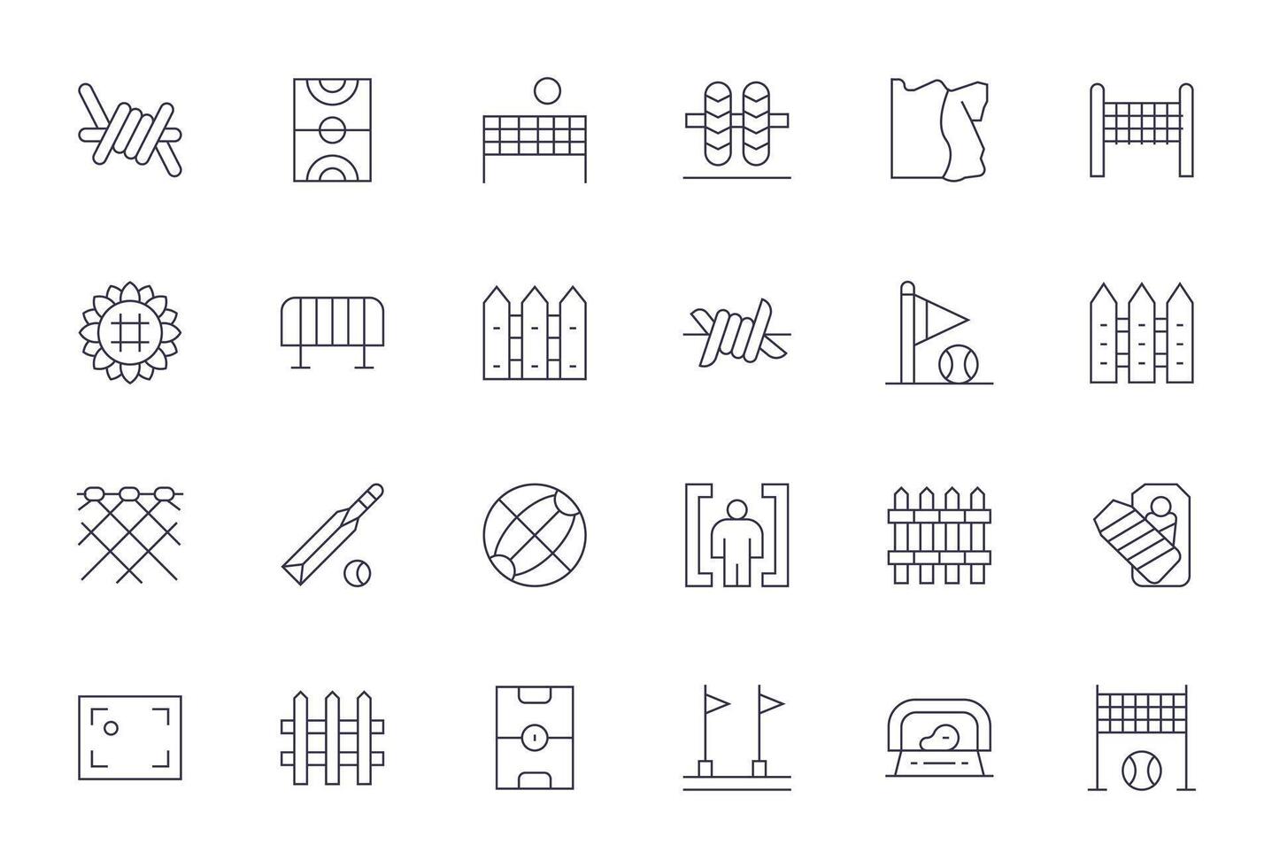 Boundary Icon Set with 24 Thin Line Retina Ready Pixel Optimized Graphics vector