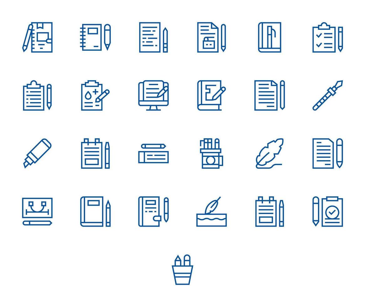 bolígrafo icono caja de herramientas presentando 25 editable alto resolución regular línea elementos vector