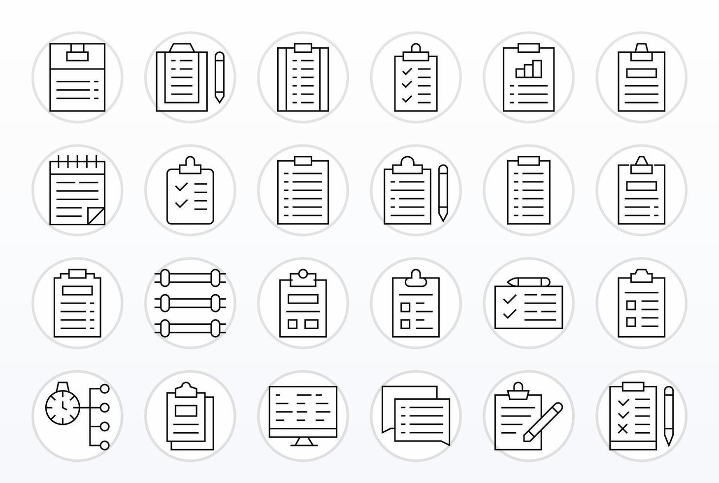 Task List Modern Collection with 24 Thin Line 64x64 Grid Fitted Icons vector