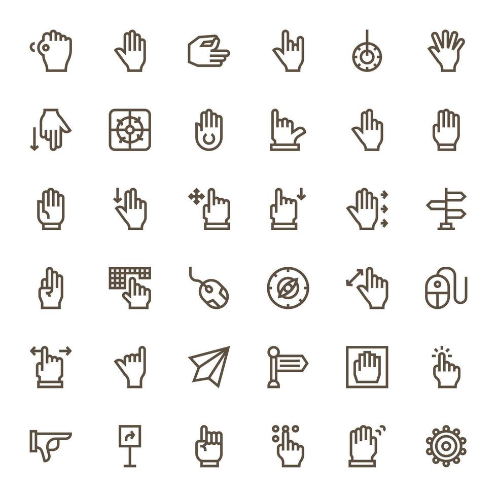 Pointer 128x128 Icon Pack with 36 Bold Line Pixel Aligned Elements vector