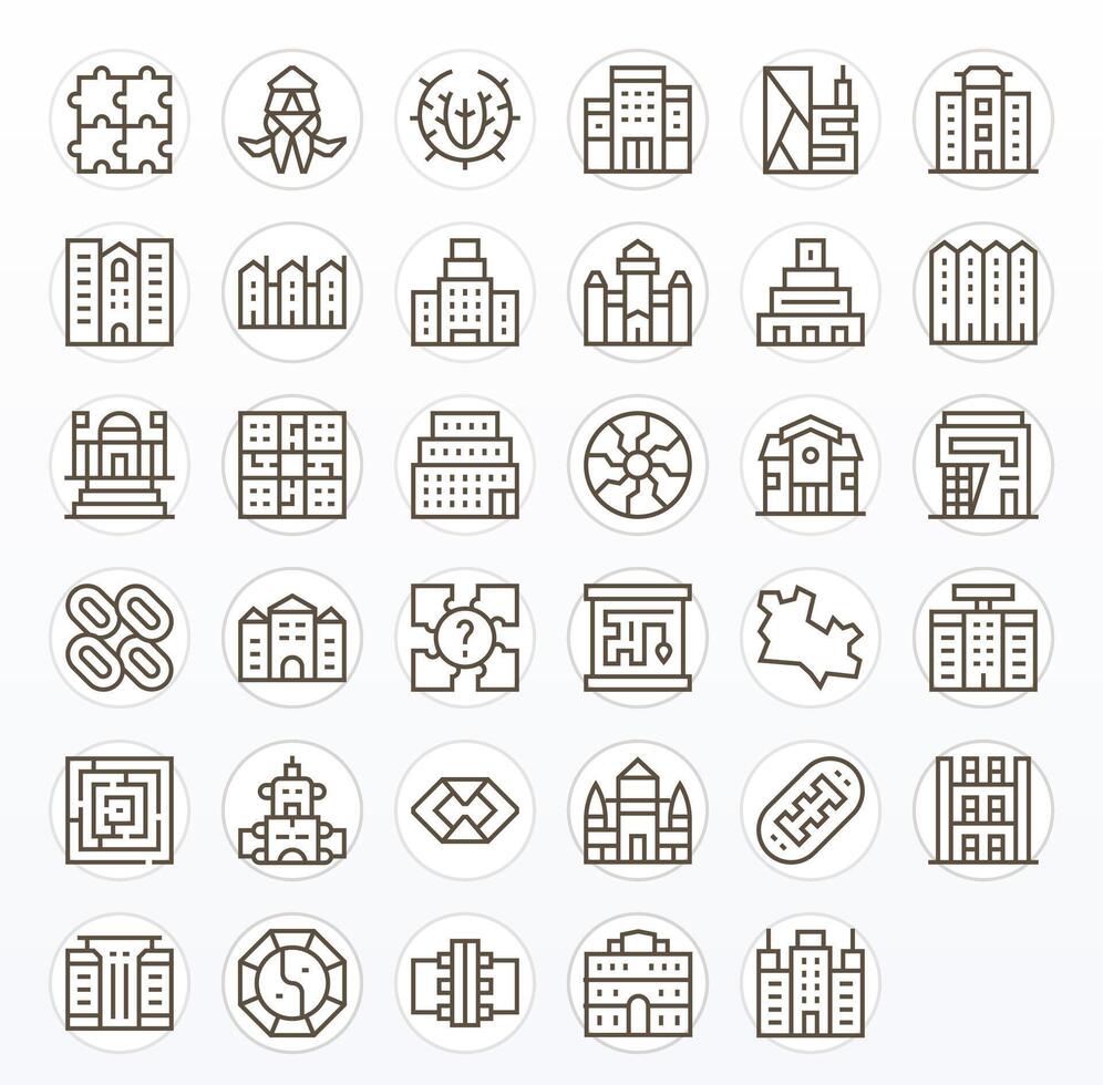35 Grid Fitted Regular Line Icons from Complex Collection vector
