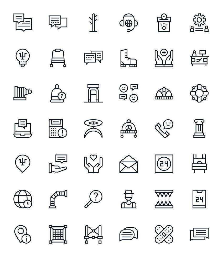 42 Pixel Optimized High Resolution Icons for Support in elegant Regular Line design vector