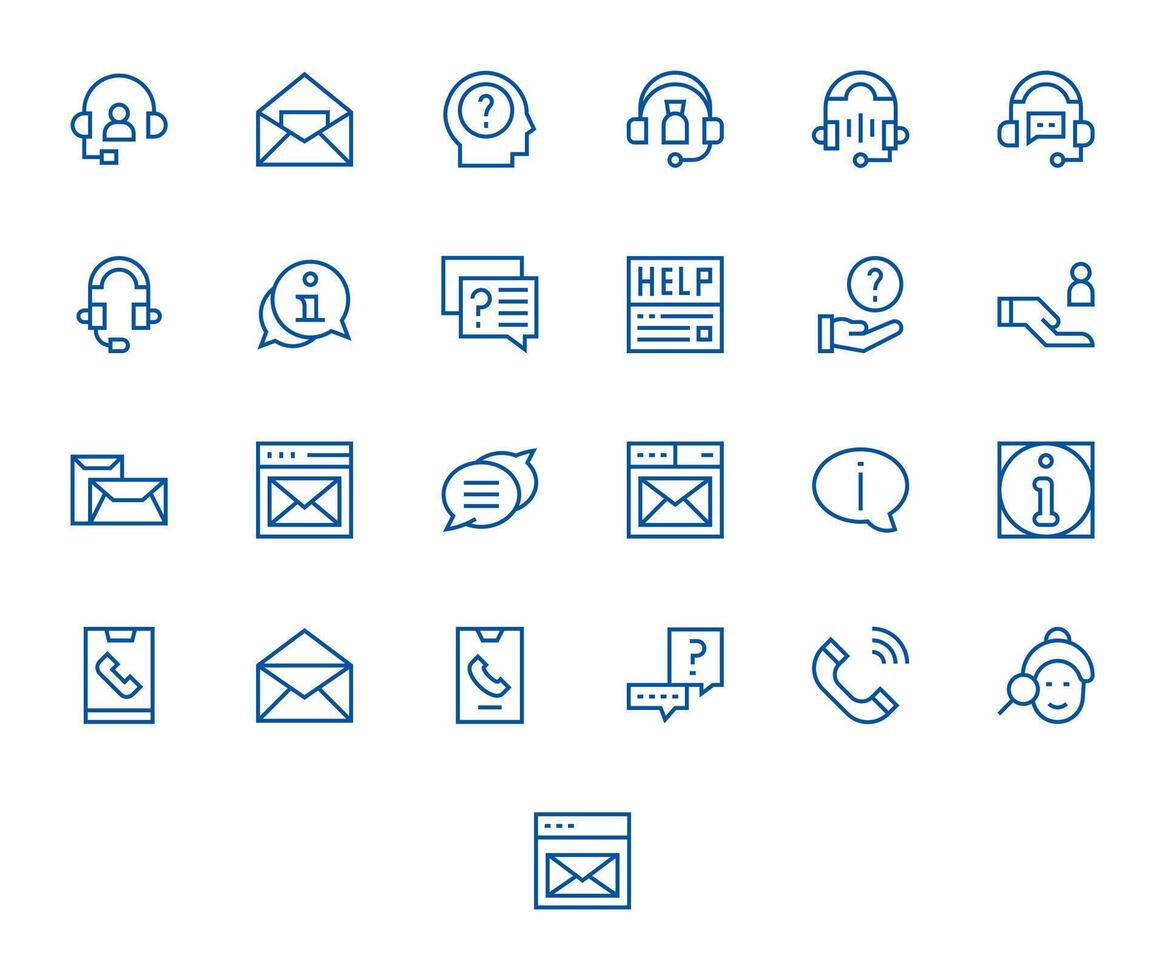 25 Regular Line Display Perfect Icons crafted for Contact Us High Resolution applications vector