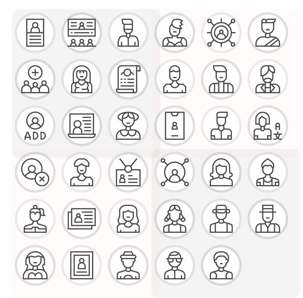 Member Scalable Set featuring 35 Display Perfect Regular Line 64x64 Icons vector