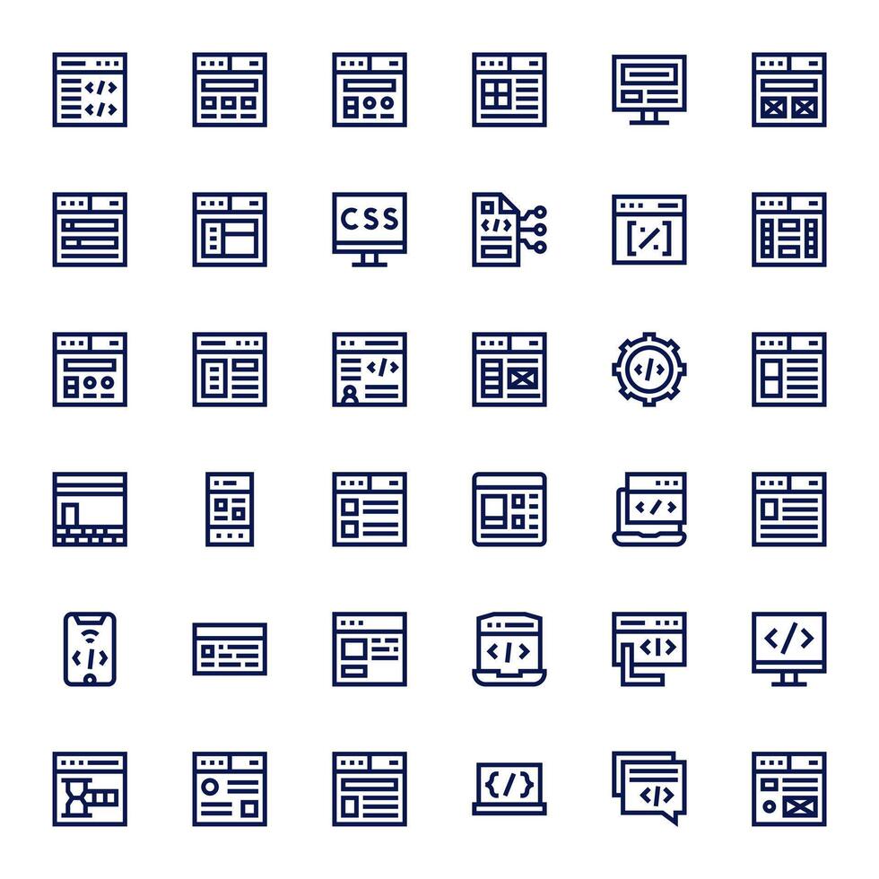 36 Bold Line Pixel Optimized Icons tailored for Html 128x128 interface vector