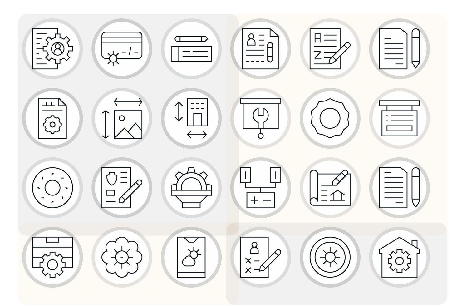 Modify Professional Set with 24 Thin Line Grid Fitted 64x64 Icons vector