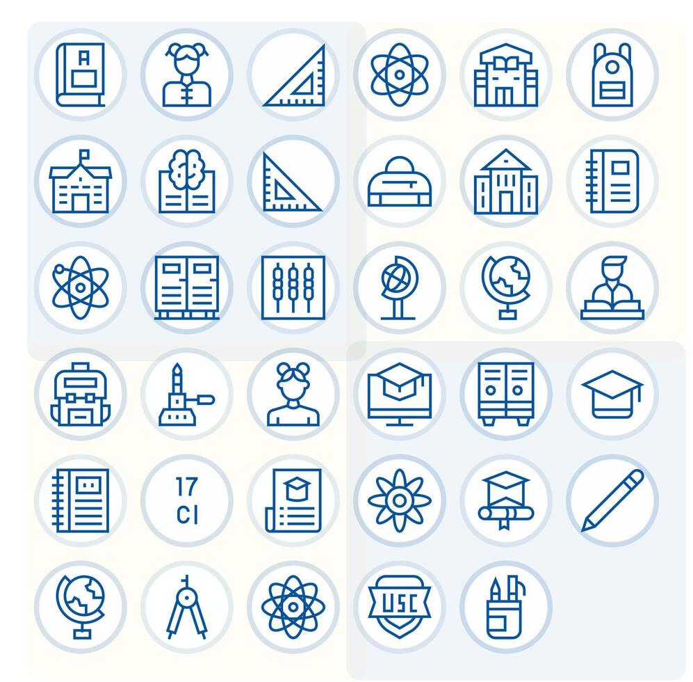 School Icon Toolkit featuring 35 PIXEL Perfect High Resolution Regular Line elements vector