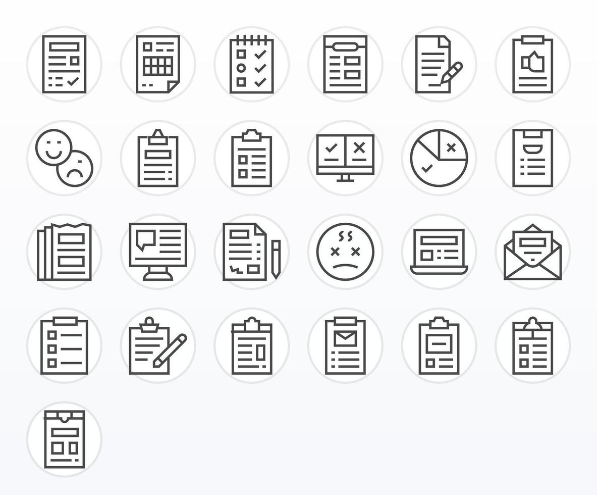 25 Pixel Aligned Icons themed around Questionnaire in High Resolution Regular Line format vector