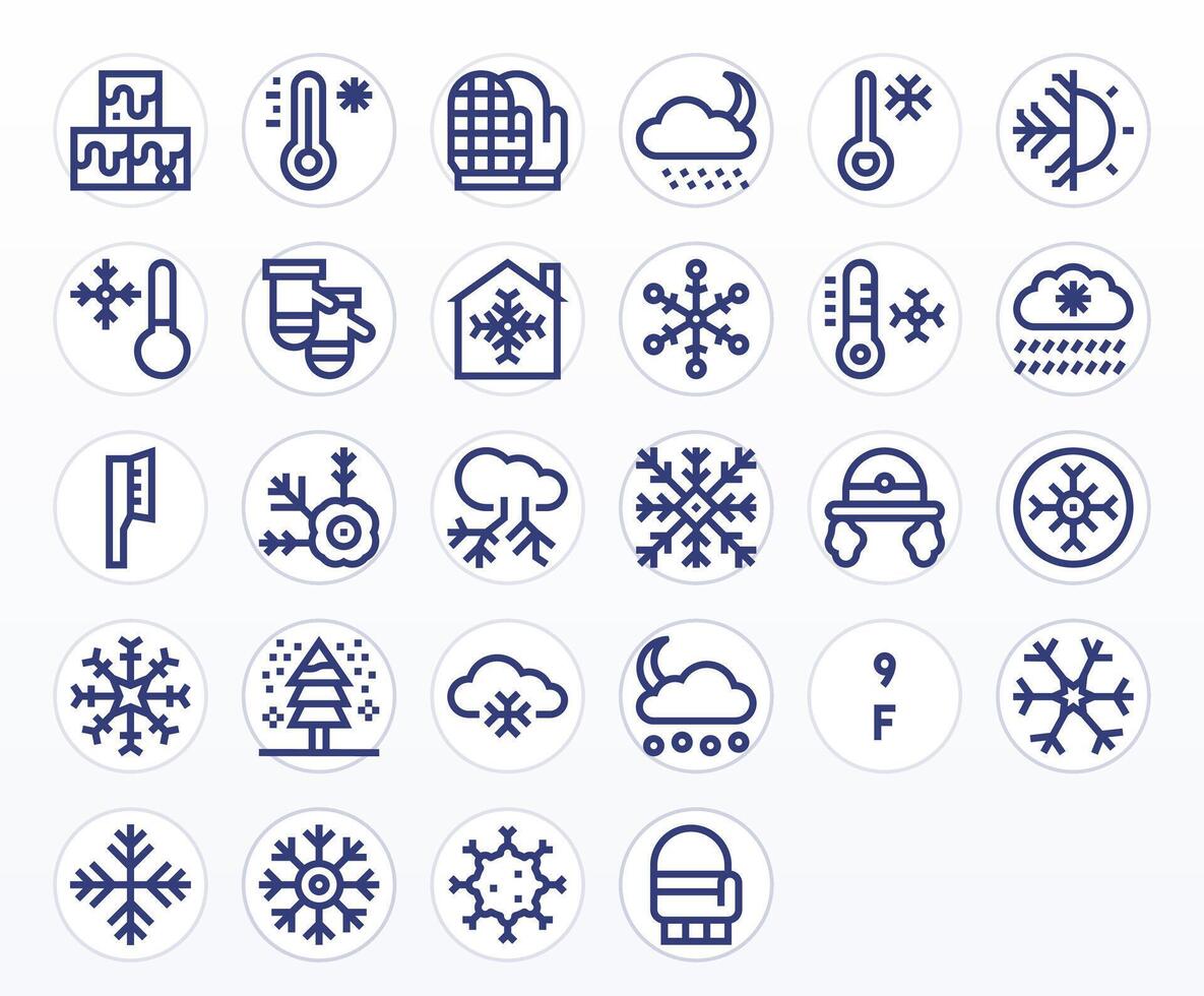 Frost Professional Set with 28 Bold Line Pixel Optimized High Resolution Icons vector