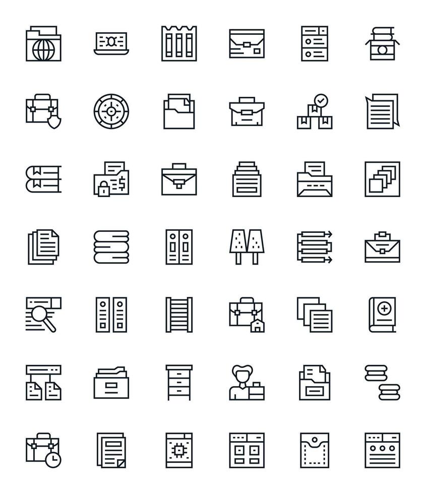 regular línea estilo documentos íconos con 42 256x256 píxel alineado diseños vector