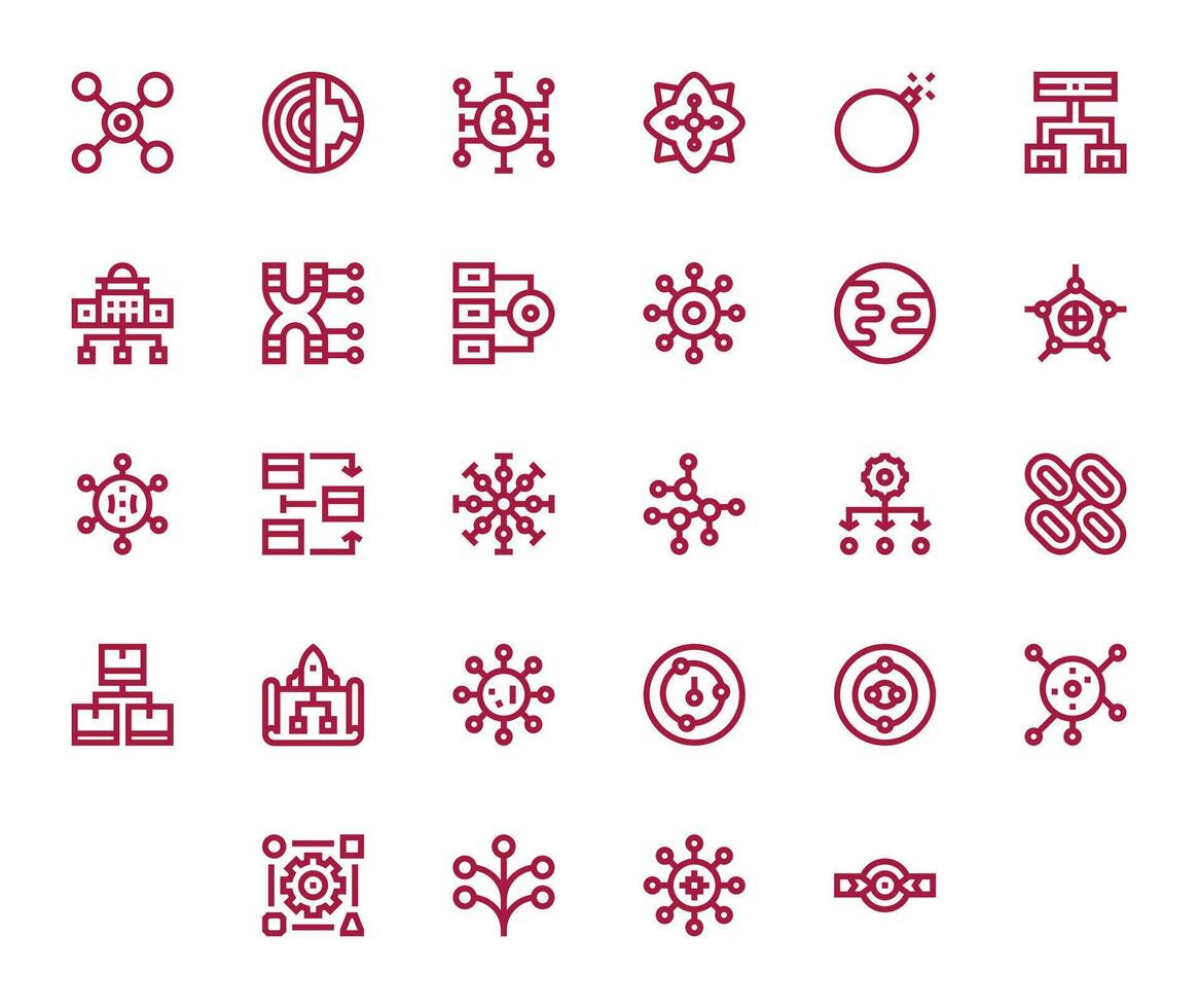 28 High Resolution Icons for Dataflow in PIXEL Perfect Bold Line Format vector