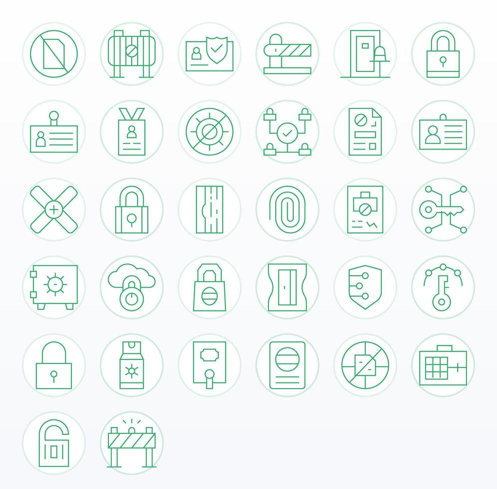 32 Thin Line Pixel Optimized Icons tailored for Access Control High Resolution interface vector