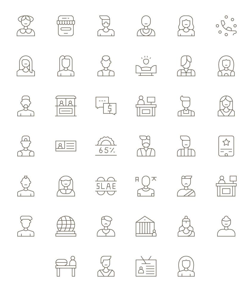 40 128x128 Thin Line Icons optimized for Customer Pixel Optimized display vector