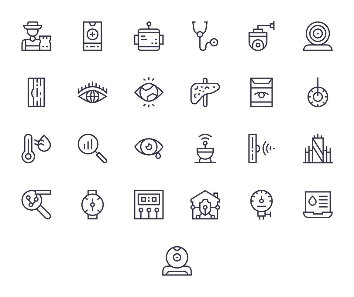25 Regular Line Icons designed for Monitoring in High Resolution Display Perfect format vector