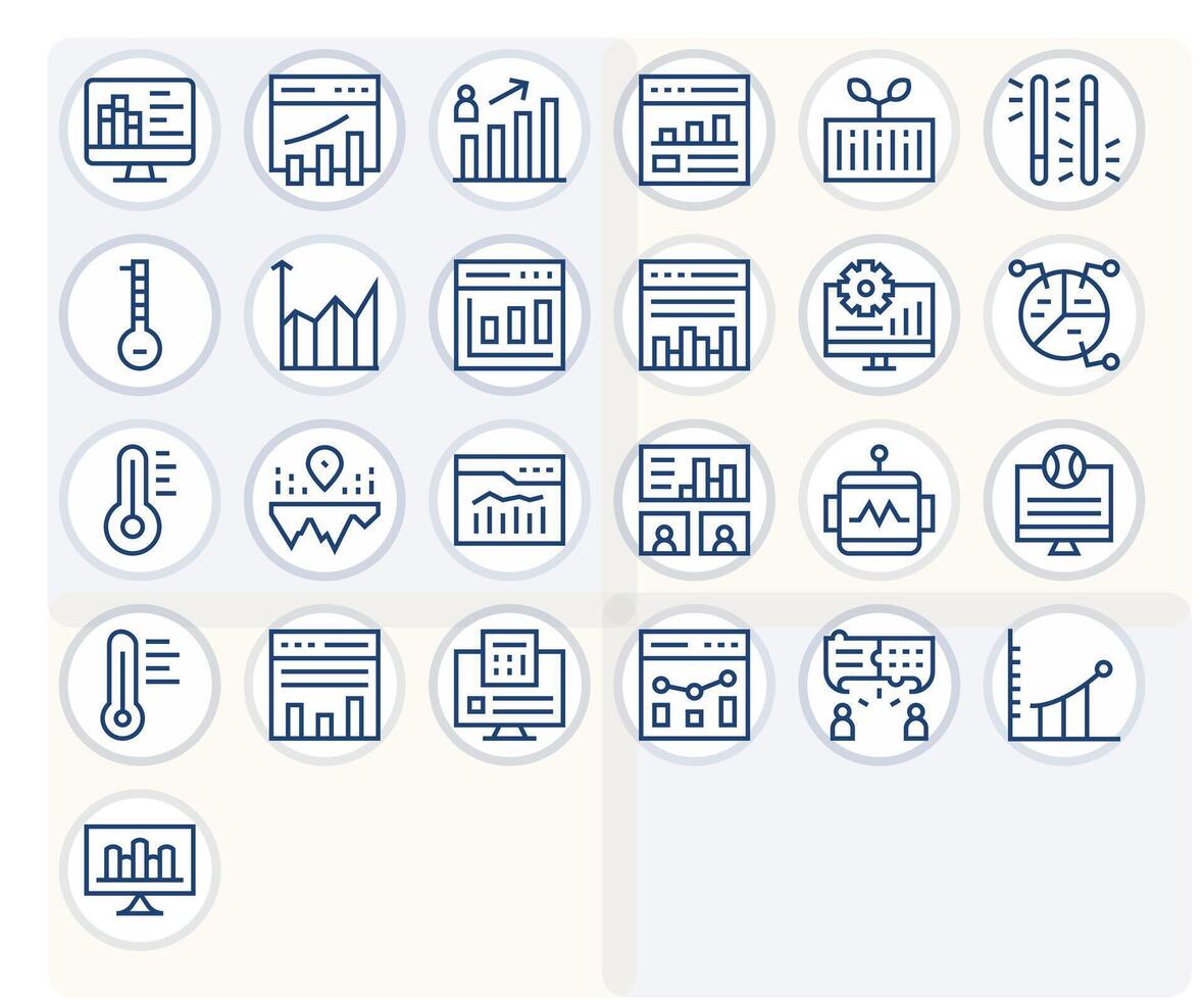 25 Regular Line Icons for Analytics in crisp 256x256 Display Perfect resolution vector