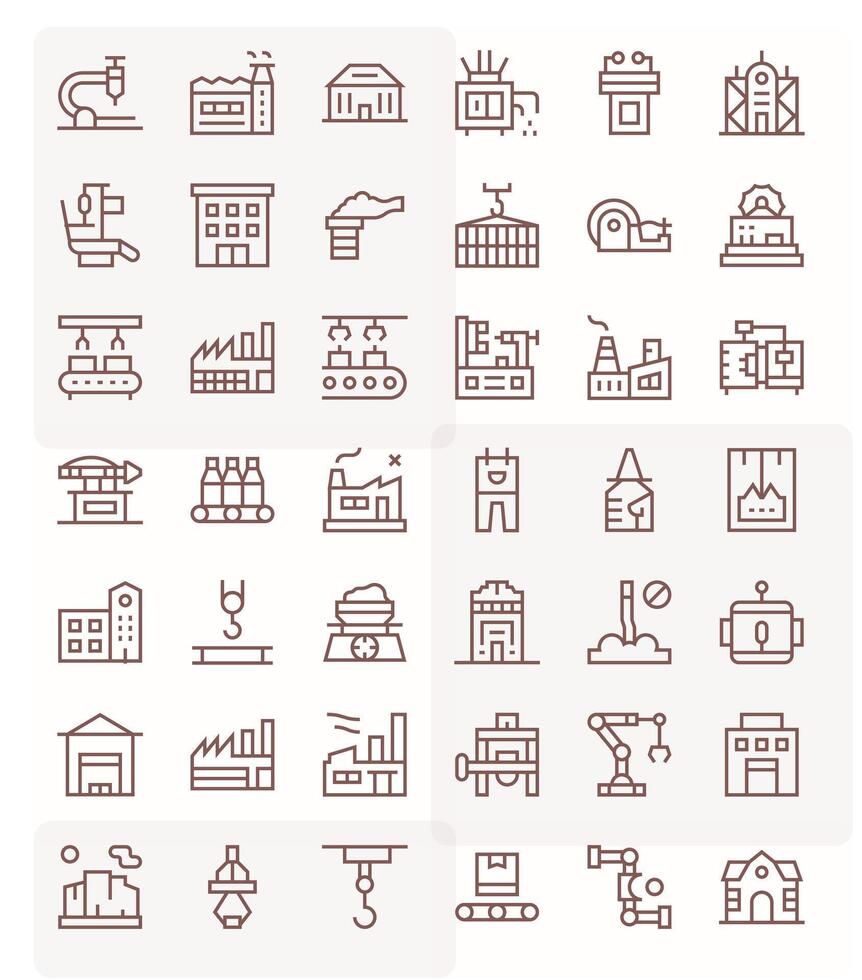 Factory Icon Arsenal with 42 High Resolution Regular Line PIXEL Perfect designs vector