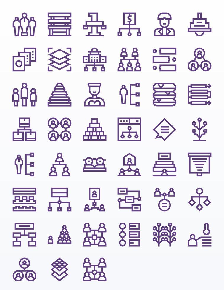 Hierarchy including 45 High Resolution Bold Line Illustrations vector