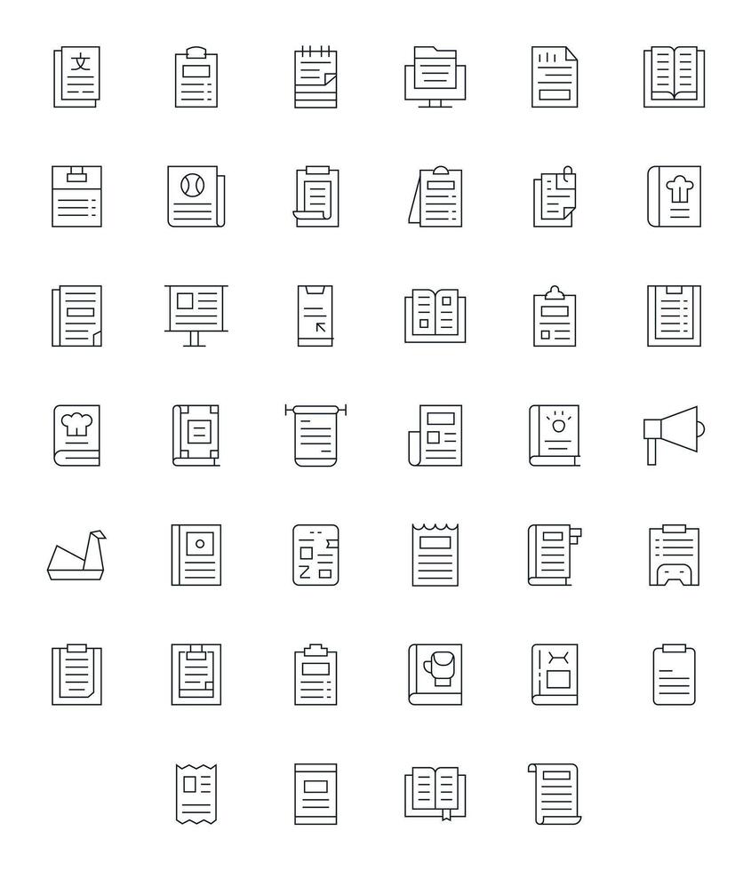 instrucciones escalable conjunto presentando 40 píxel Perfecto Delgado línea 256x256 íconos vector