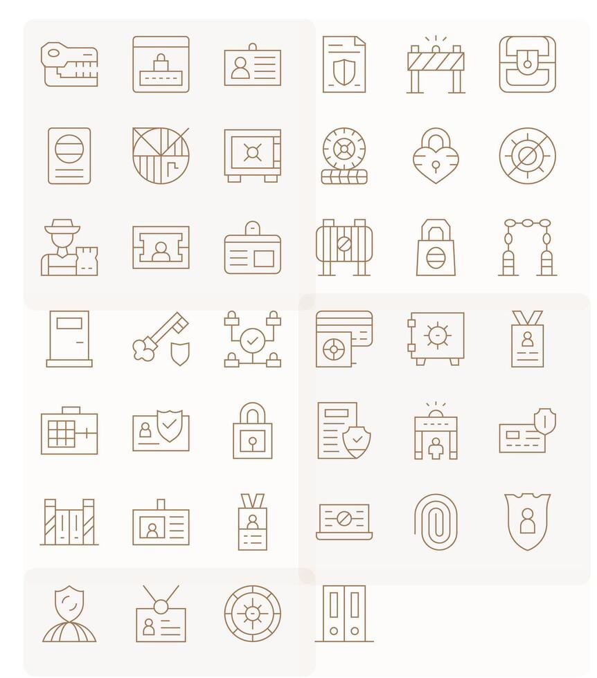 Access Control Icon Set with 40 Thin Line 128x128 Grid Fitted Graphics vector