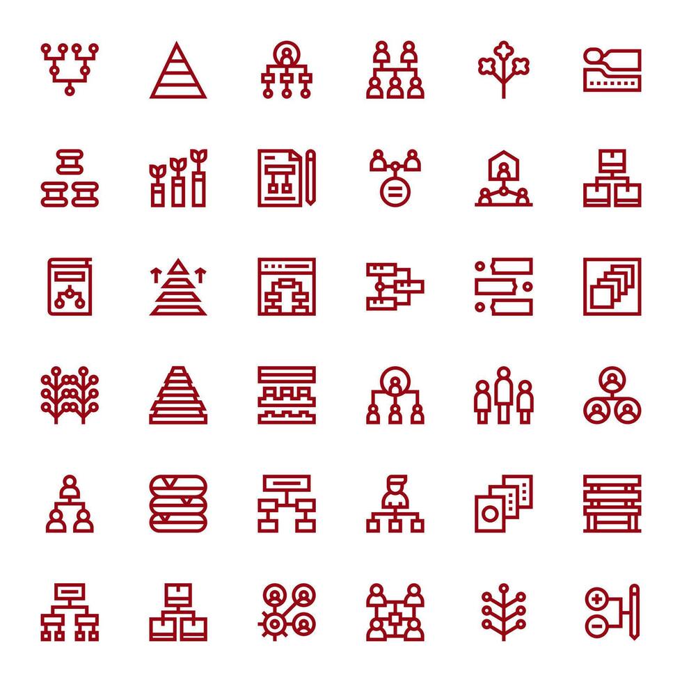 Hierarchy Graphics Pack including 36 Bold Line High Resolution PIXEL Perfect Icons vector