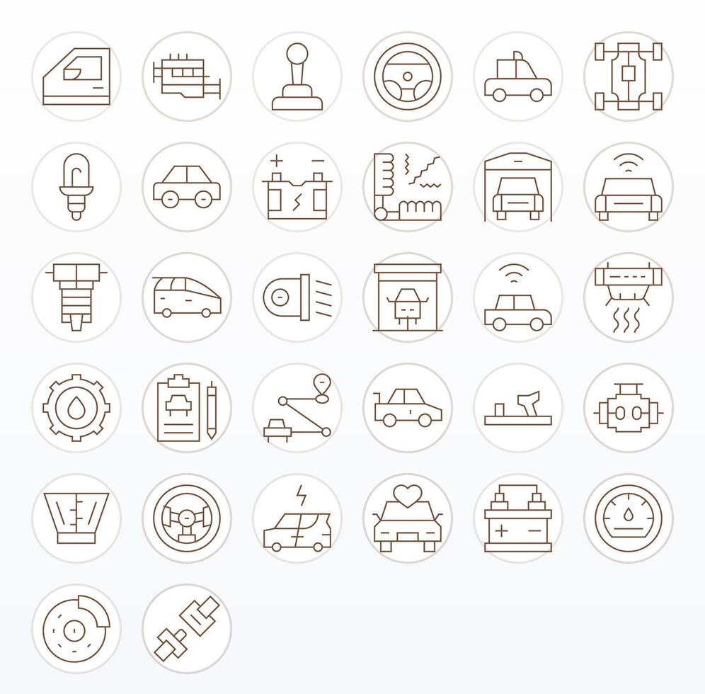 automóvil icono caja de herramientas presentando 32 píxel Perfecto 128x128 Delgado línea elementos vector