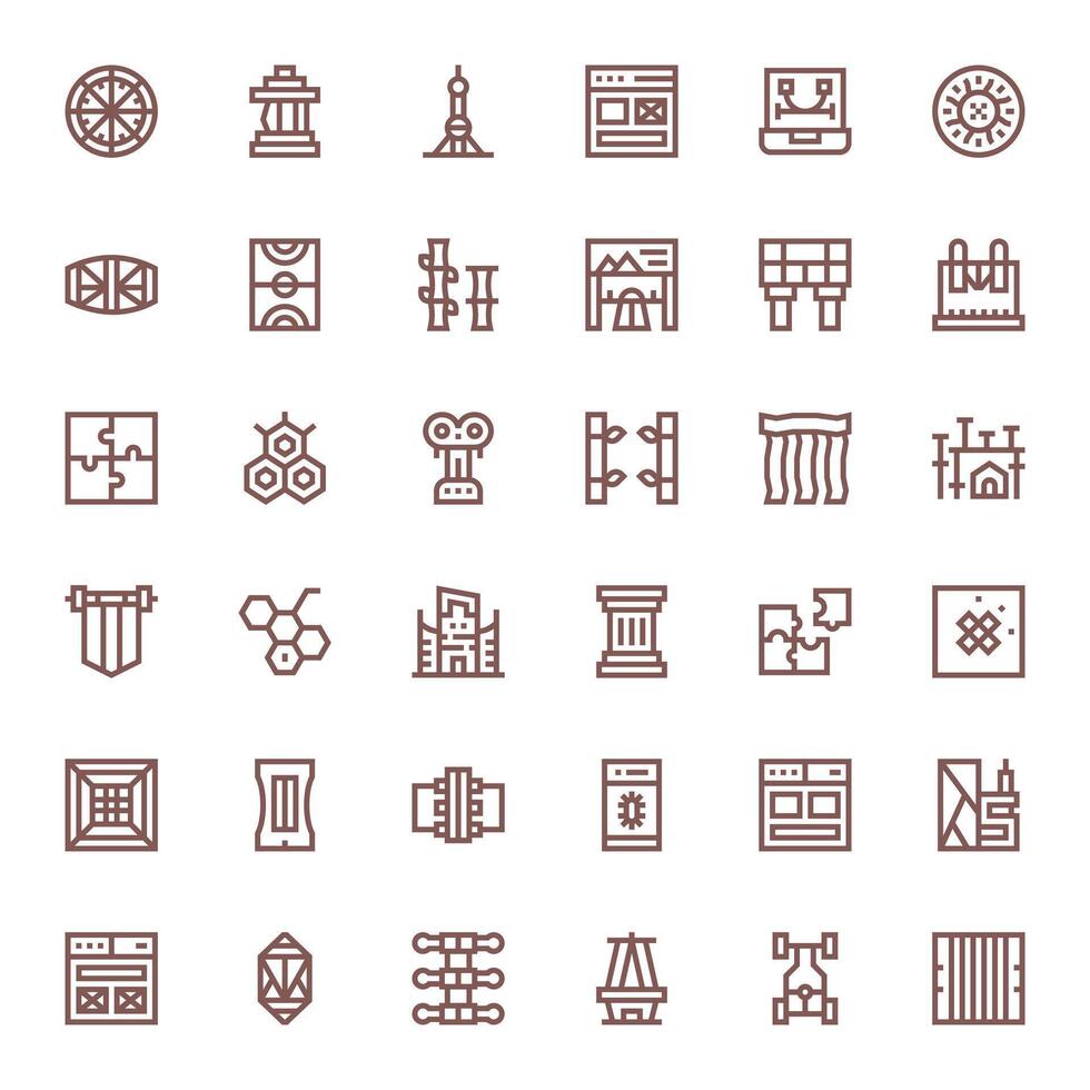 36 Editable Bold Line Icons from Framework Collection vector