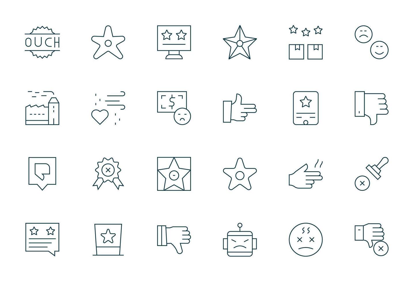 Bad Scalable Set featuring 24 PIXEL Perfect Thin Line 128x128 Icons vector