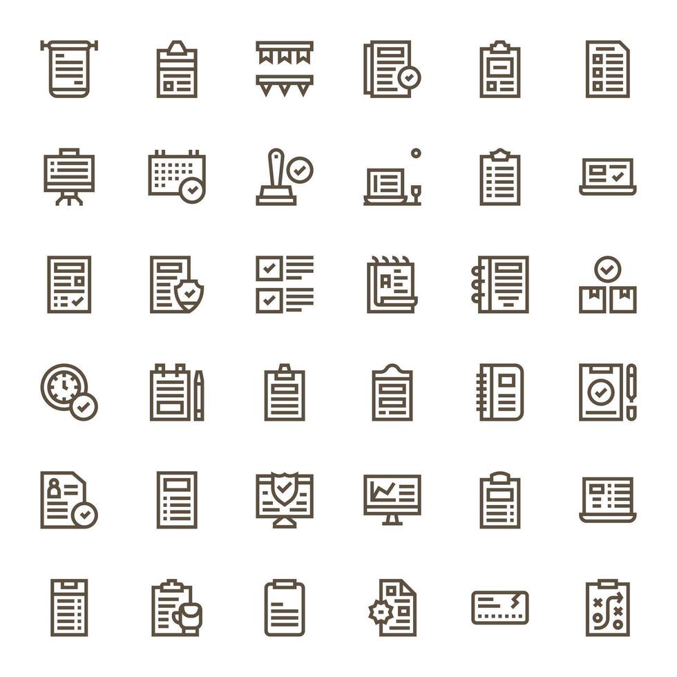 Checklist Professional Set with 36 Bold Line Pixel Aligned High Resolution Icons vector