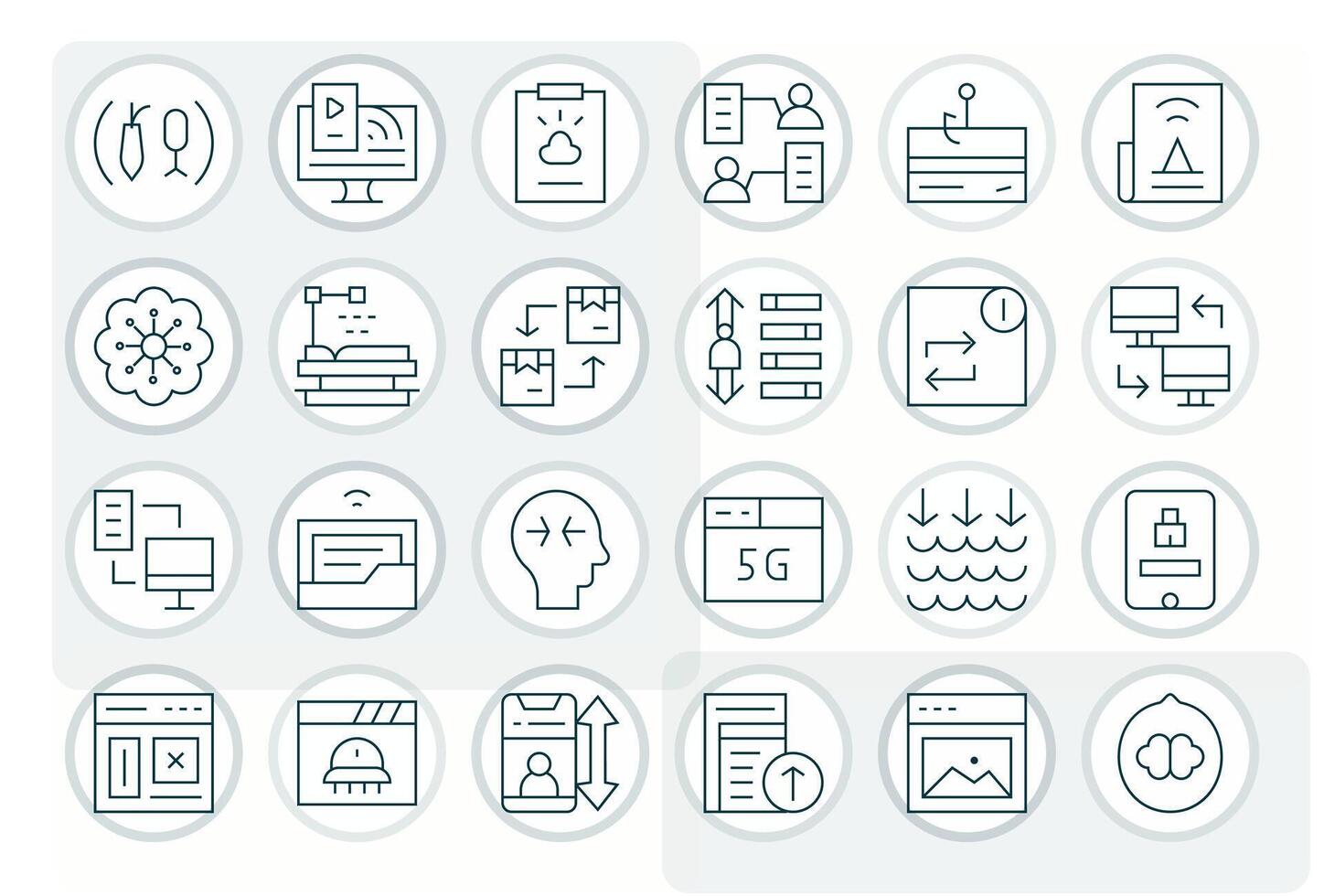 24 256x256 Display Perfect Icons for Upload in Thin Line Theme vector