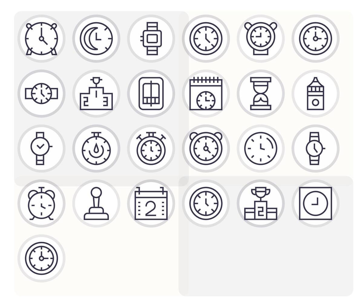 25 PIXEL Perfect Icons themed around Second in 256x256 Regular Line format vector