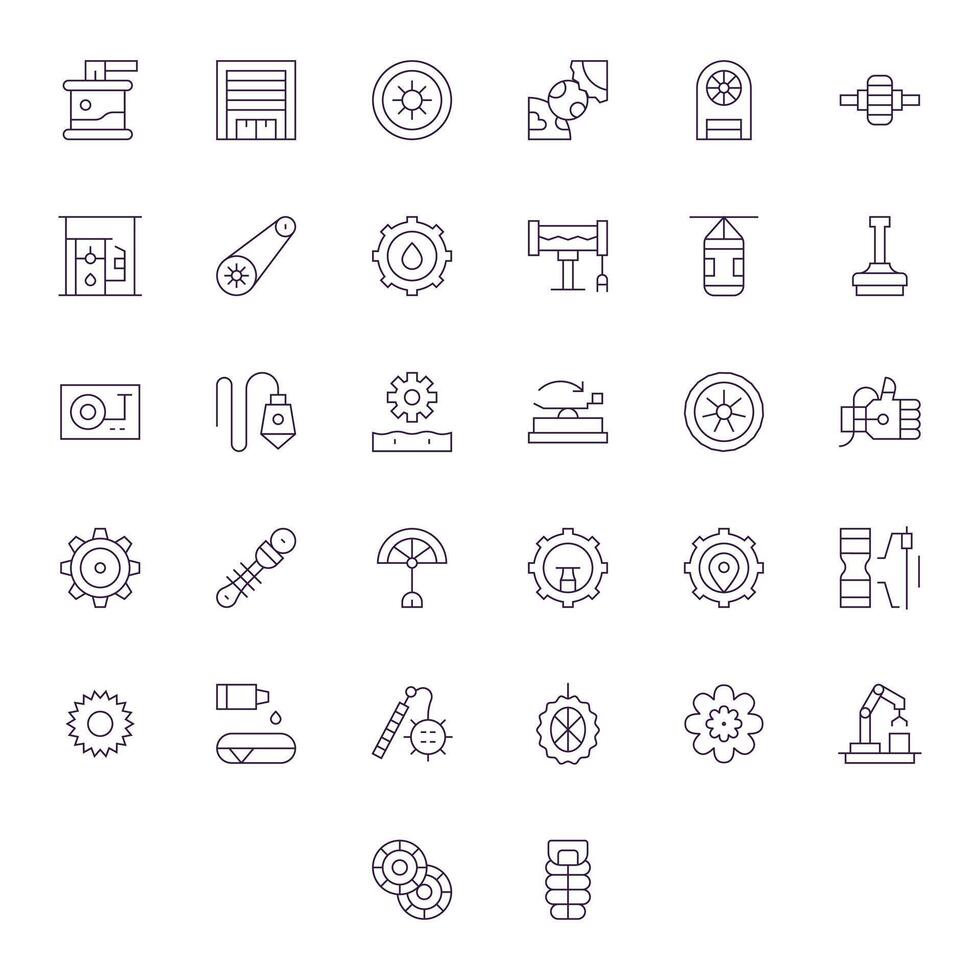 32 Thin Line Pixel Optimized Retina Ready Icons from Mechanism Suite vector