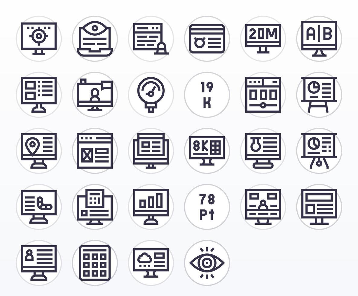 28 Display Perfect Bold Line Icons from Data Display Collection vector