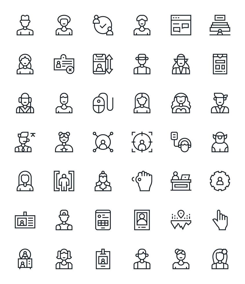 User featuring 42 High Resolution Icons in Regular Line Design vector