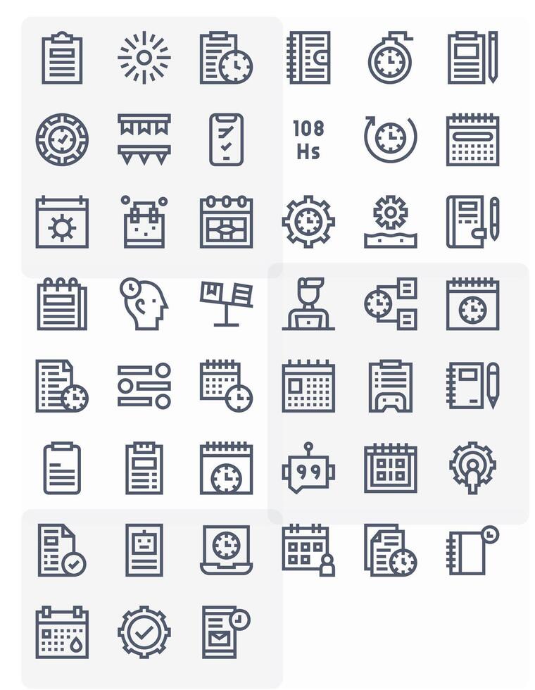Task Design Icons featuring 45 Pixel Optimized Bold Line Style vector